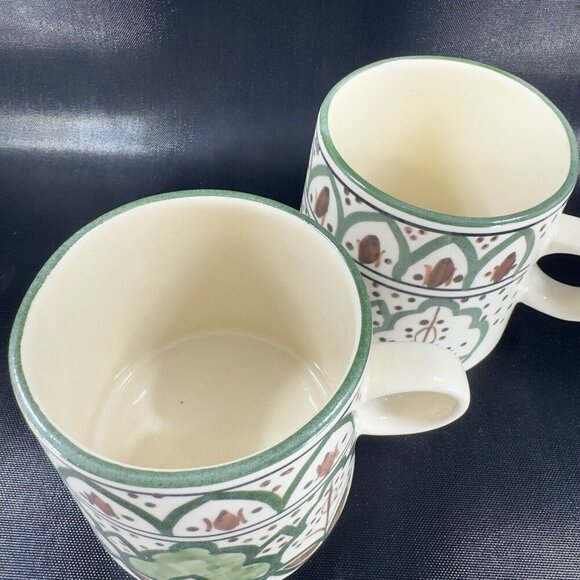 Botanical Bliss Stoneware Mug Cup Set 2 Ceramic Porcelain Coffee Mug Cup Set - Picture 8 of 15